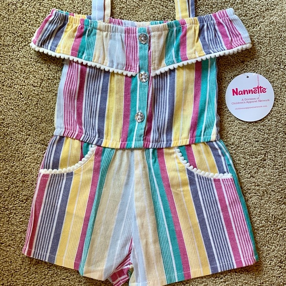 Nannette Girls Romper one piece 2T Striped NWT